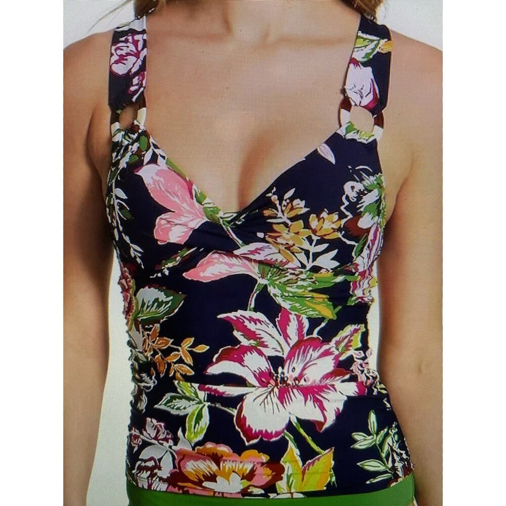 NWT Anne Cole Tropical floral underwire tankini top 32C/34B